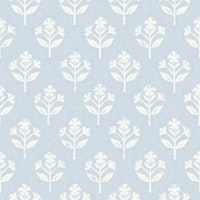 traditional floral linocut- blue grey tapeta