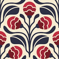 Retro Floral Buds in Red - L carta da parati