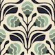 Retro Floral Buds in Turquoise - L