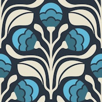 Retro Floral Buds in Blue - L tapete