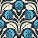 Retro Floral Buds in Blue - L