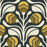 Retro Floral Buds in Yellow - L tapete