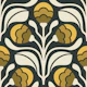 Retro Floral Buds in Yellow - L