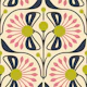 Retro Blossom Delight in Pink Green - L
