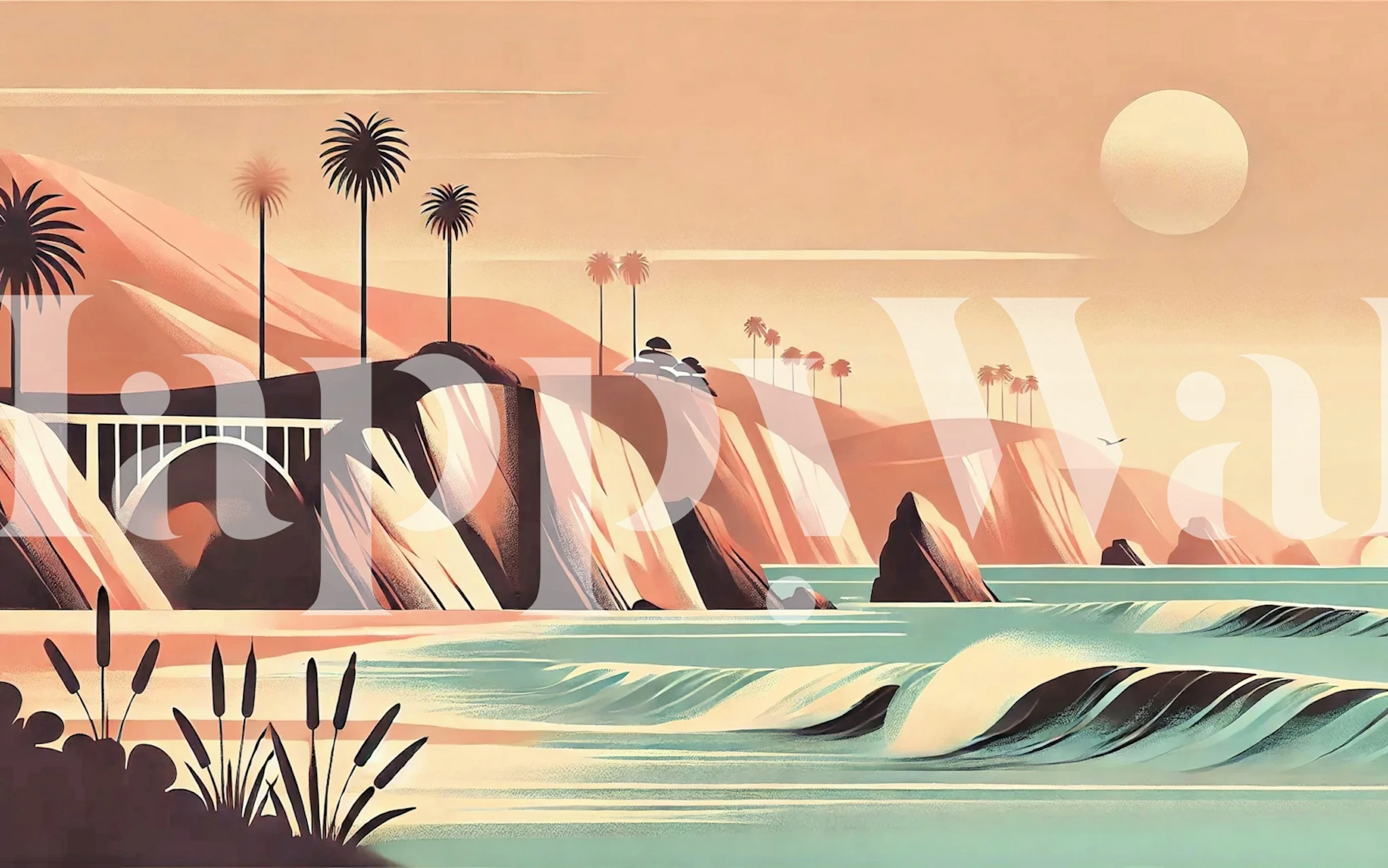 Vintage California Coastline Poster i et rum