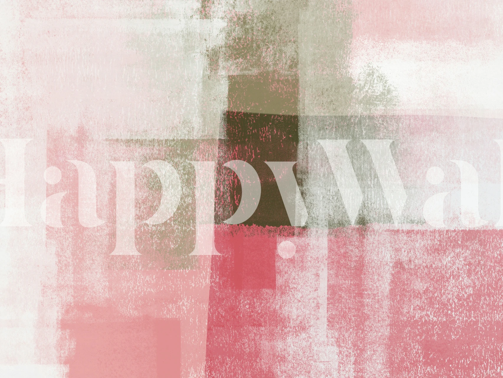 Green and pink abstract wallpaper in a room