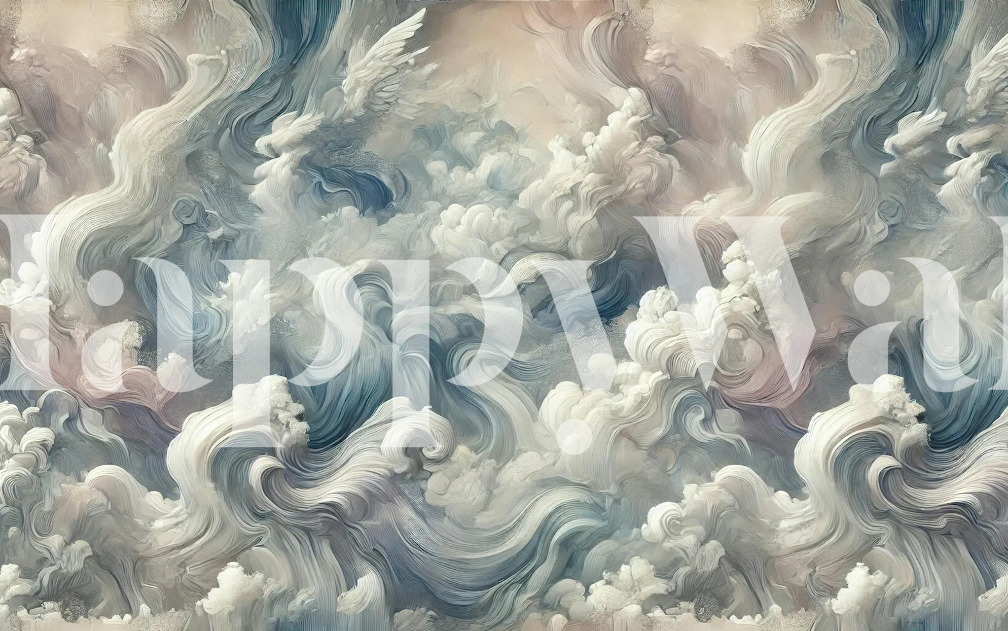 Abstract cloud patterns in soft blue and white tones wallpaper