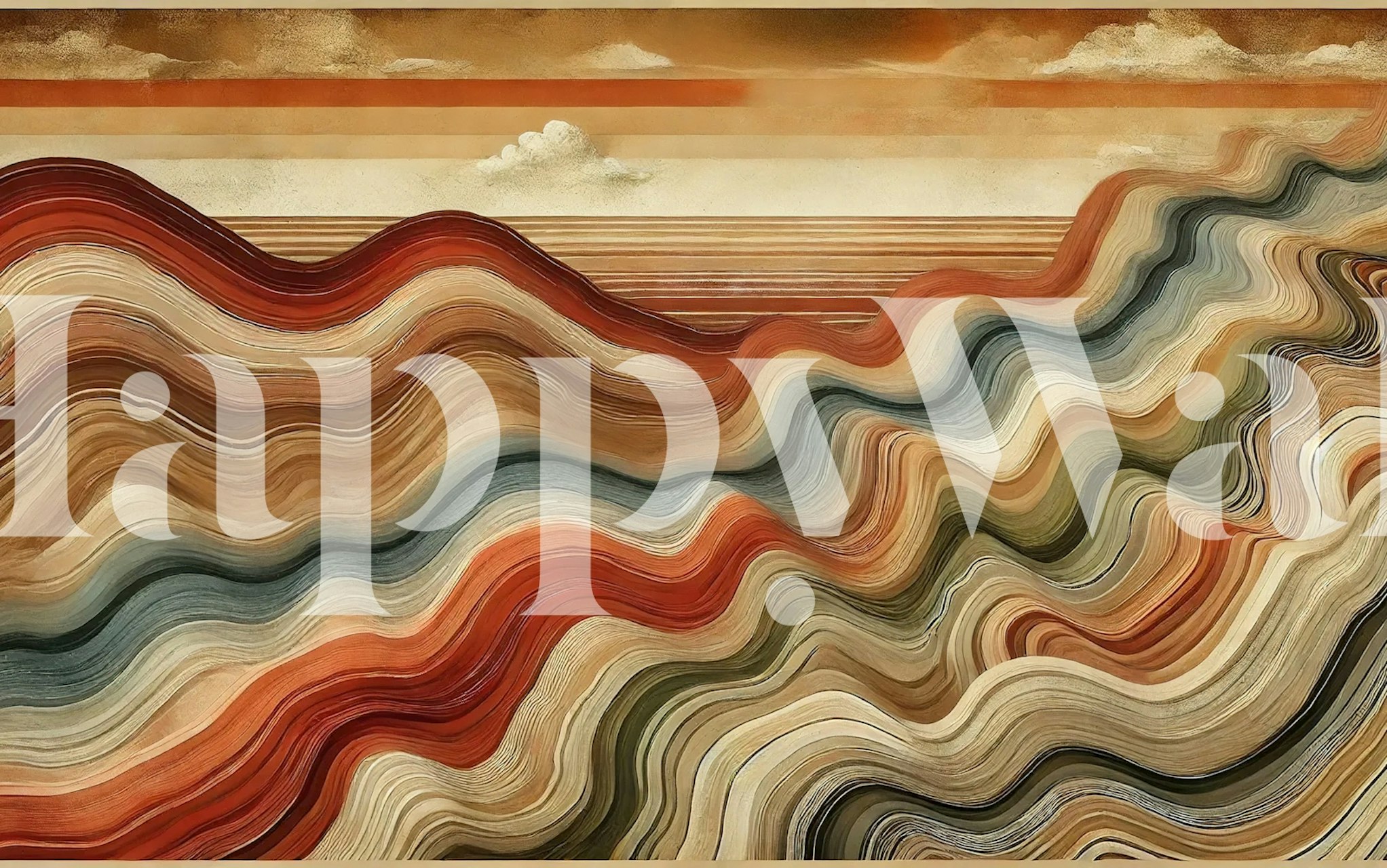 Colorful wave pattern with earth tones in abstract style wallpaper