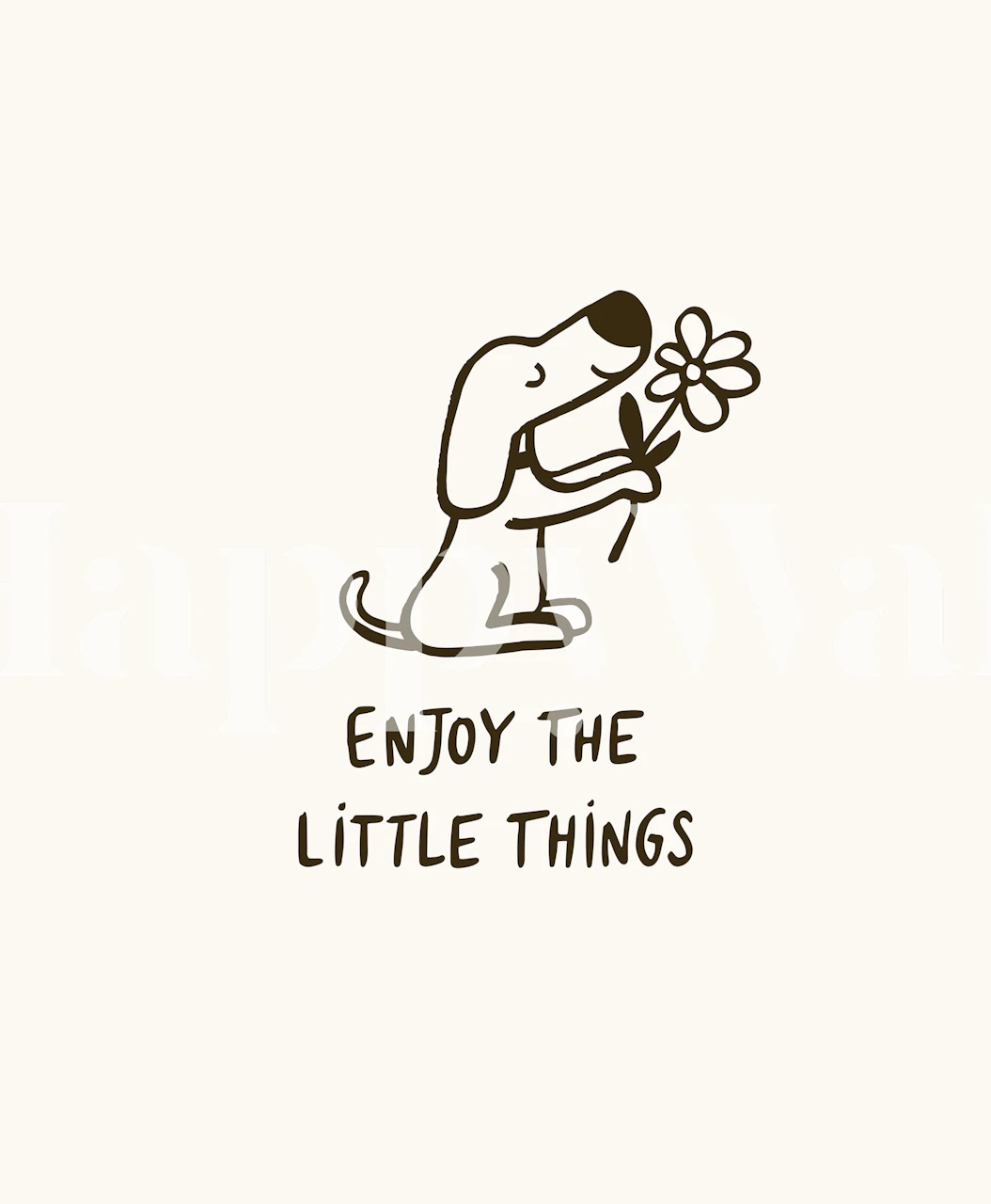 Cute dog holding a flower on a light background wallpaper