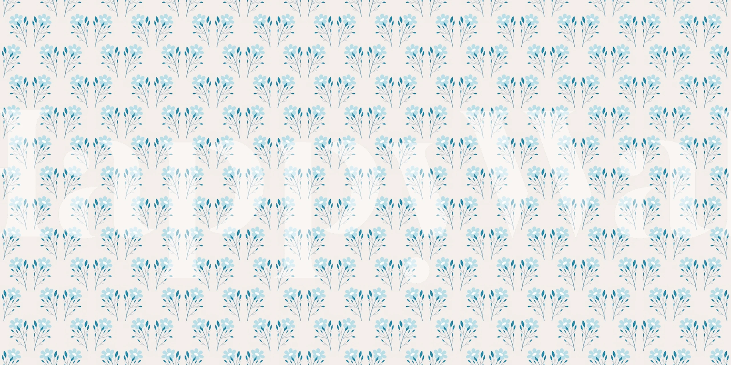 Gentle Blue Flora papel pintado en una habitación