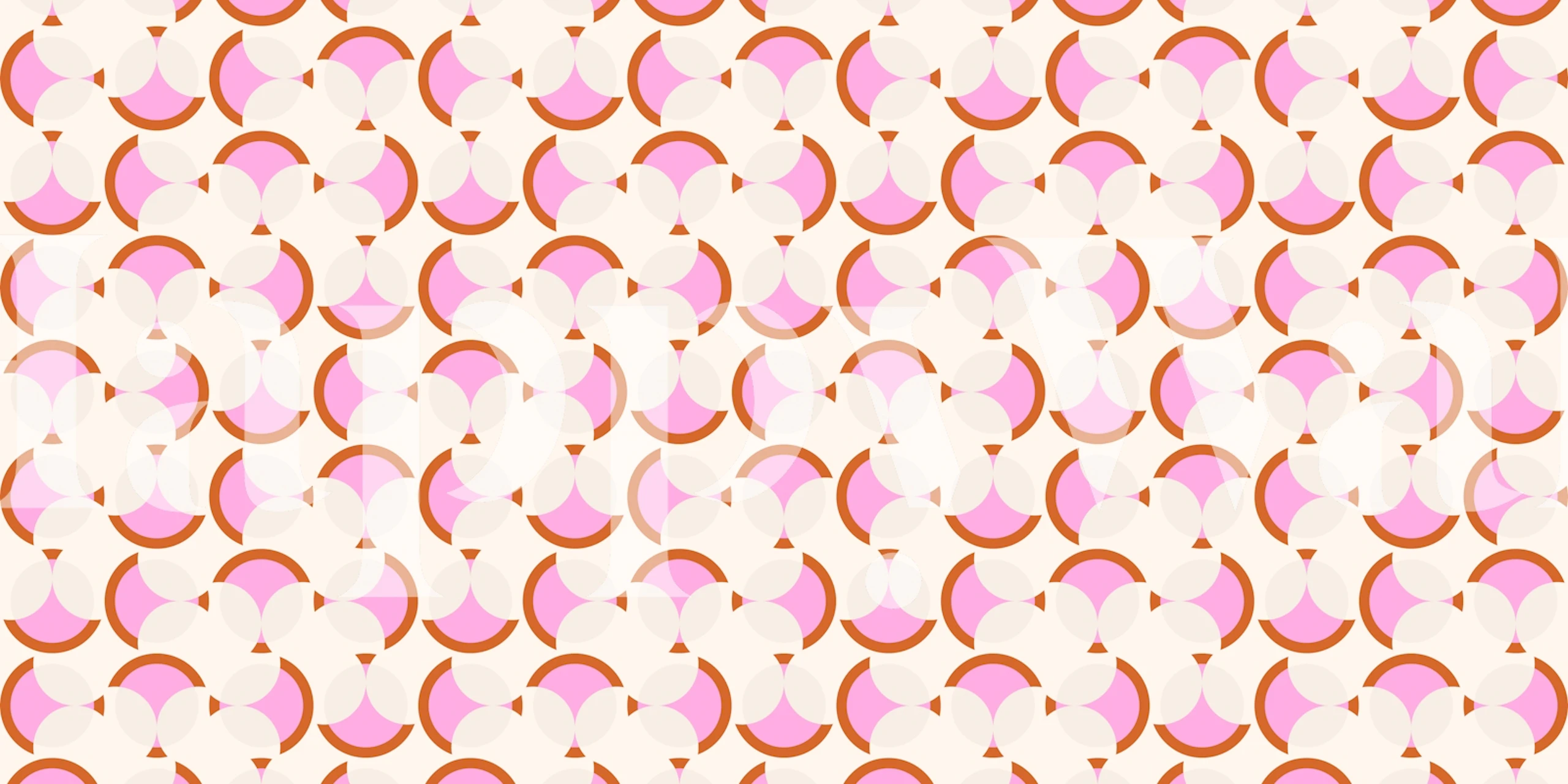 Geometric pink and white arcs in a retro style wallpaper
