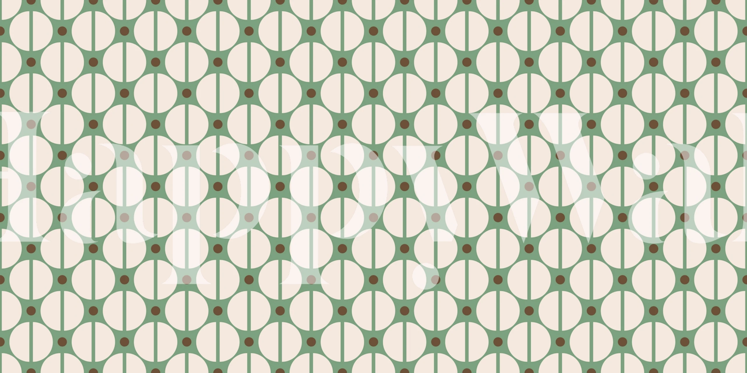 Retro geometric pattern in green and cream wallpaper