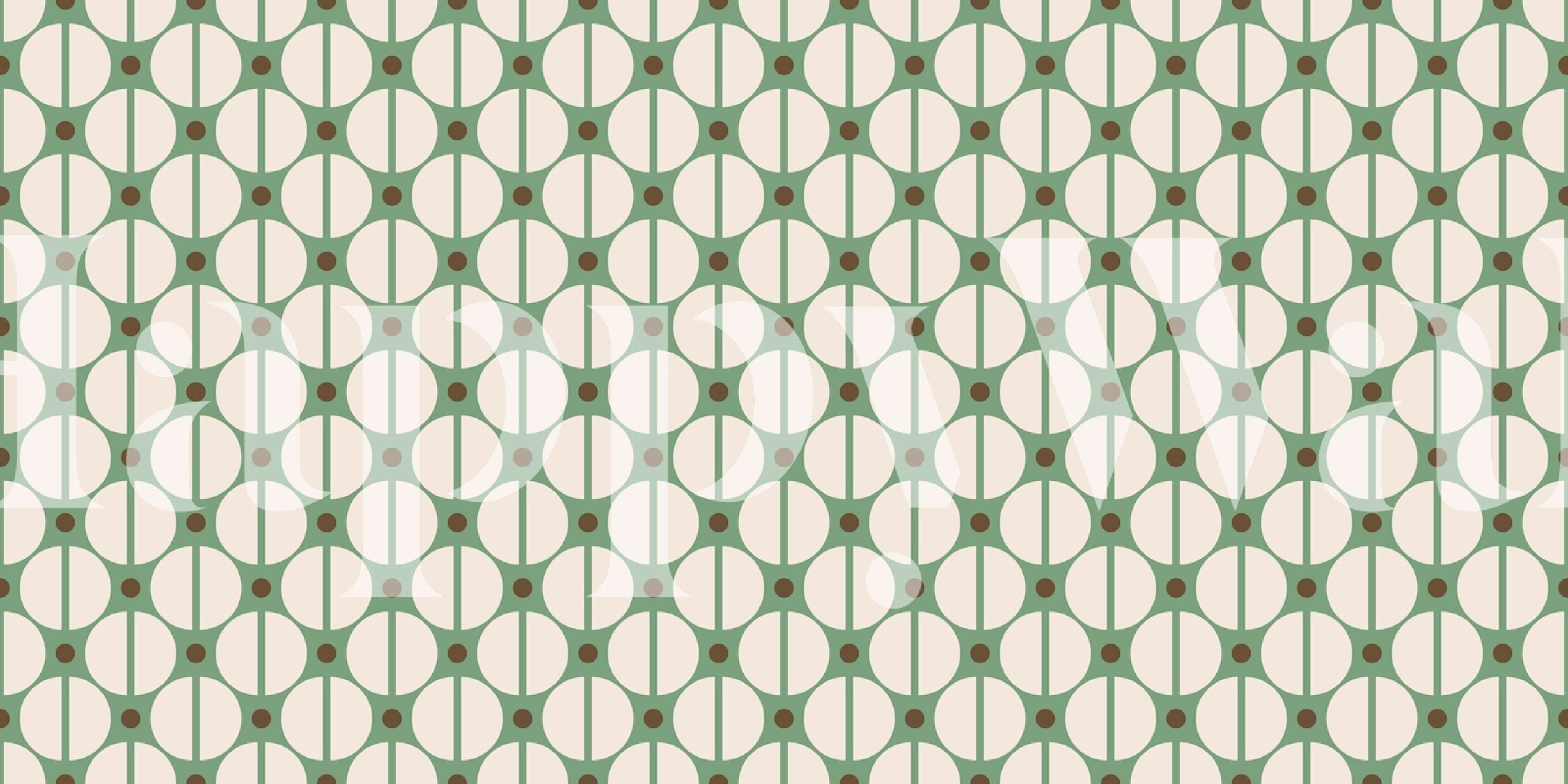 Retro geometric pattern in green and cream wallpaper