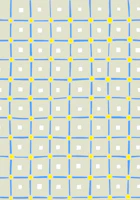 Vintage check lines blue beige wallpaper