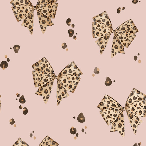 Leopard Bows - dusty rose
