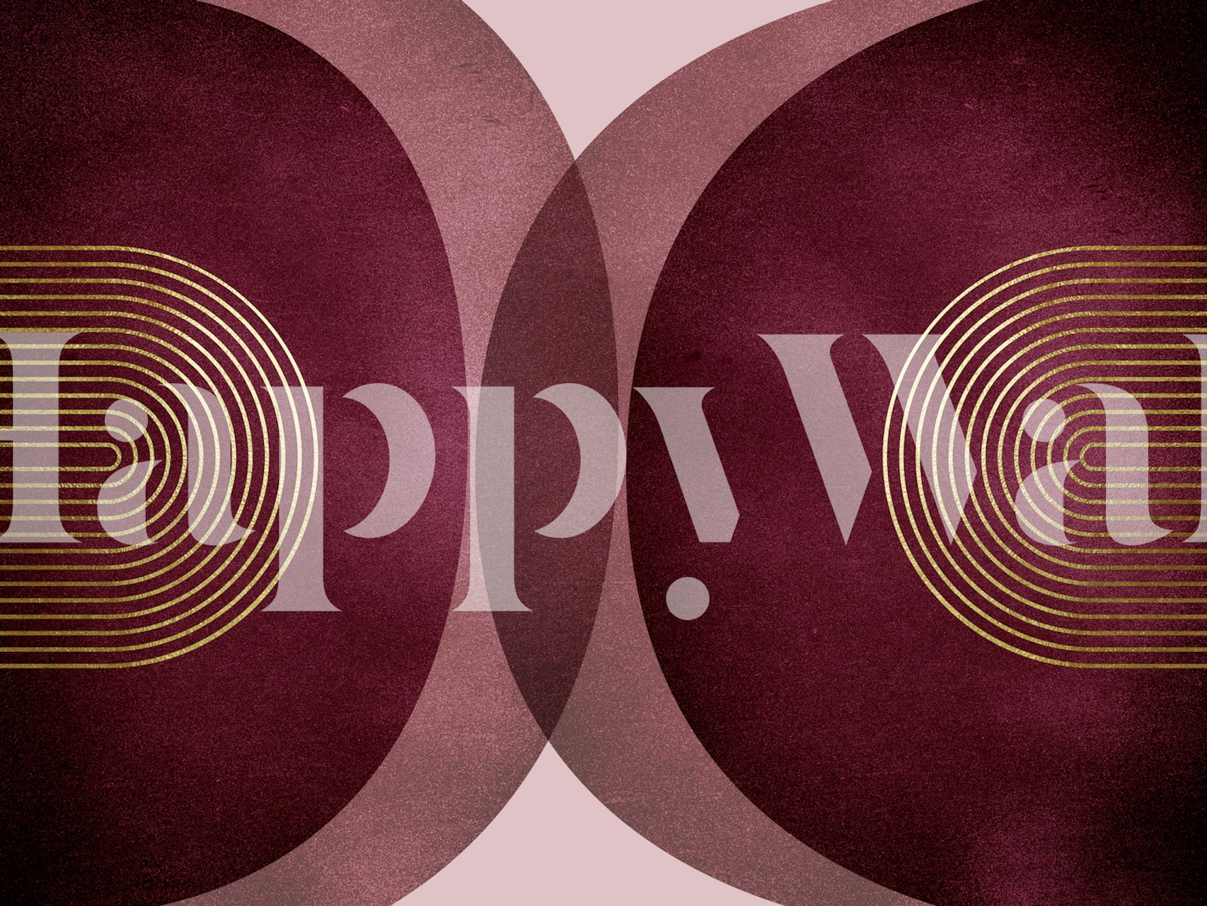 Burgundy and pink geometric wallpaper with curved patterns