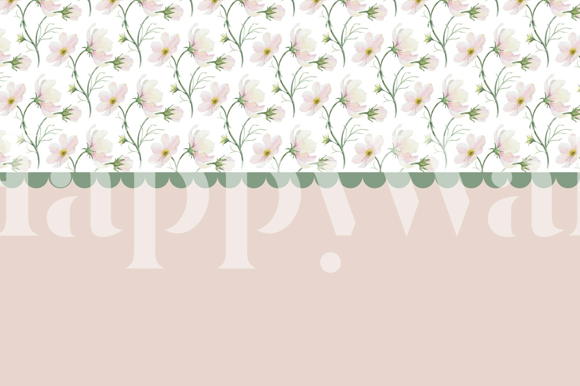 Tapeta Floral Pink Scallop w pokoju