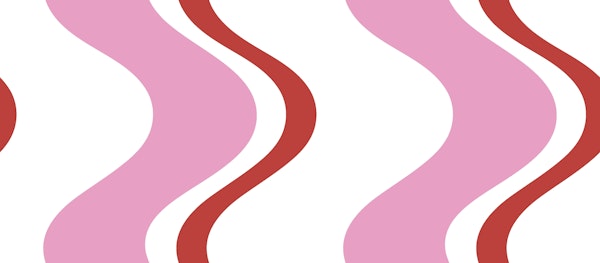 Playful wiggle wave stripes - red and pink