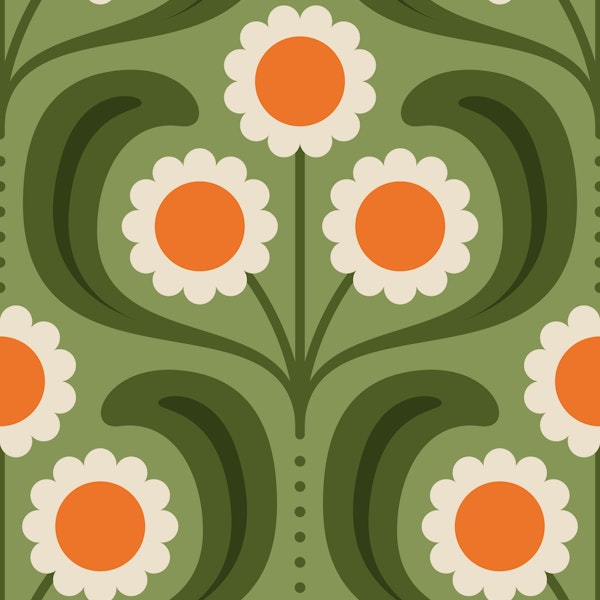 Groovy Daisy in Green Orange - L