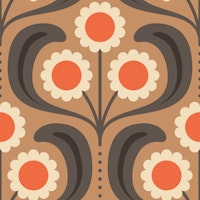 Groovy Daisy in Red Brown - S wallpaper