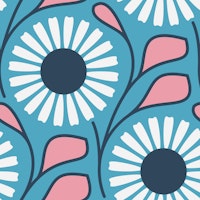 Retro Daisy Dream in Blue Pink - S ταπετσαρία