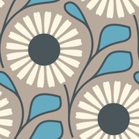 Retro Daisy Dream in Gray Blue - S papel de parede