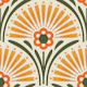 Vintage Floral Scallop in Orange Green - L