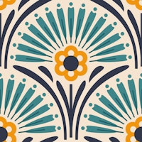 Vintage Floral Scallop in Green Yellow - L ταπετσαρία