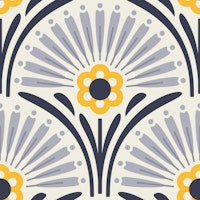 Vintage Floral Scallop in Gray Yellow - S ταπετσαρία