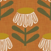 Retro Floral Burnt Orange papel pintado