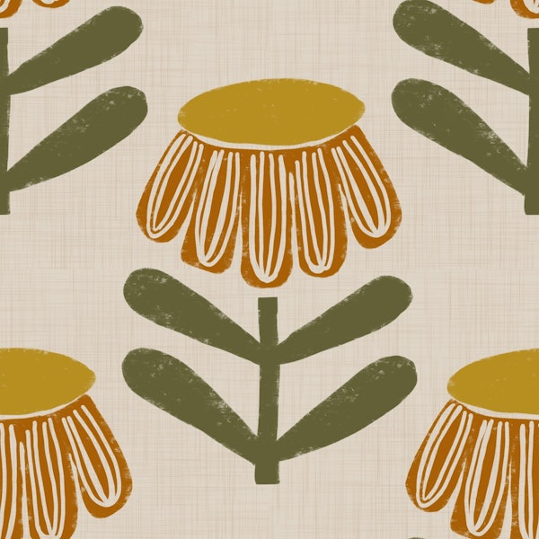 Retro Floral Mustard