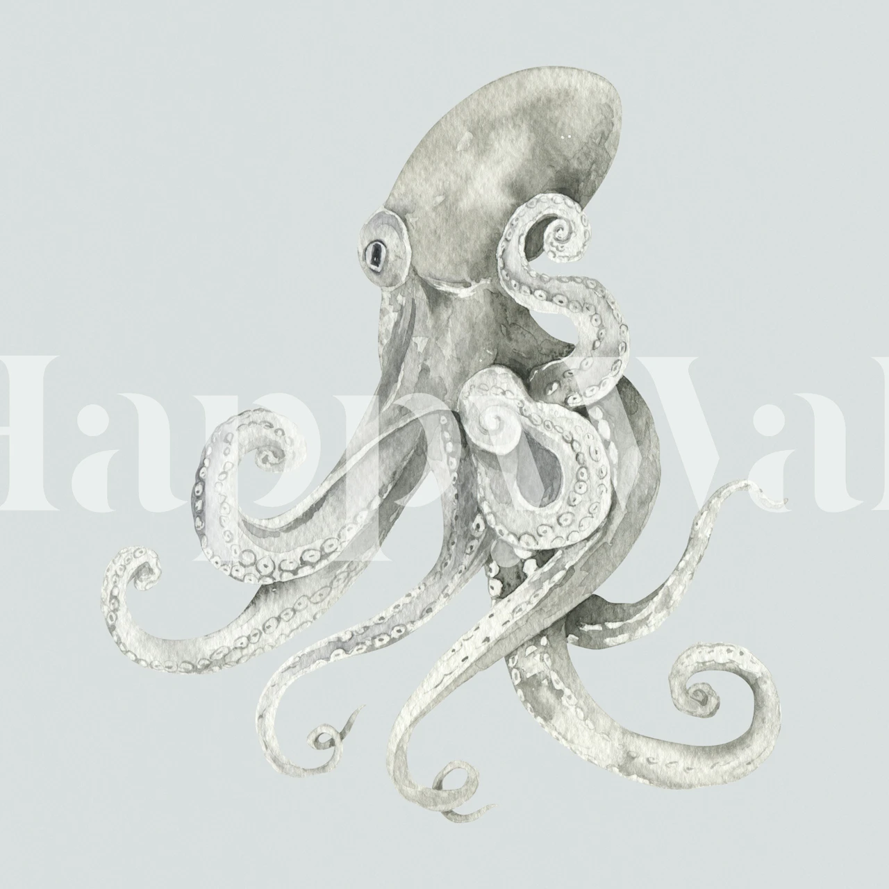 Gray octopus illustration on light gray background wallpaper