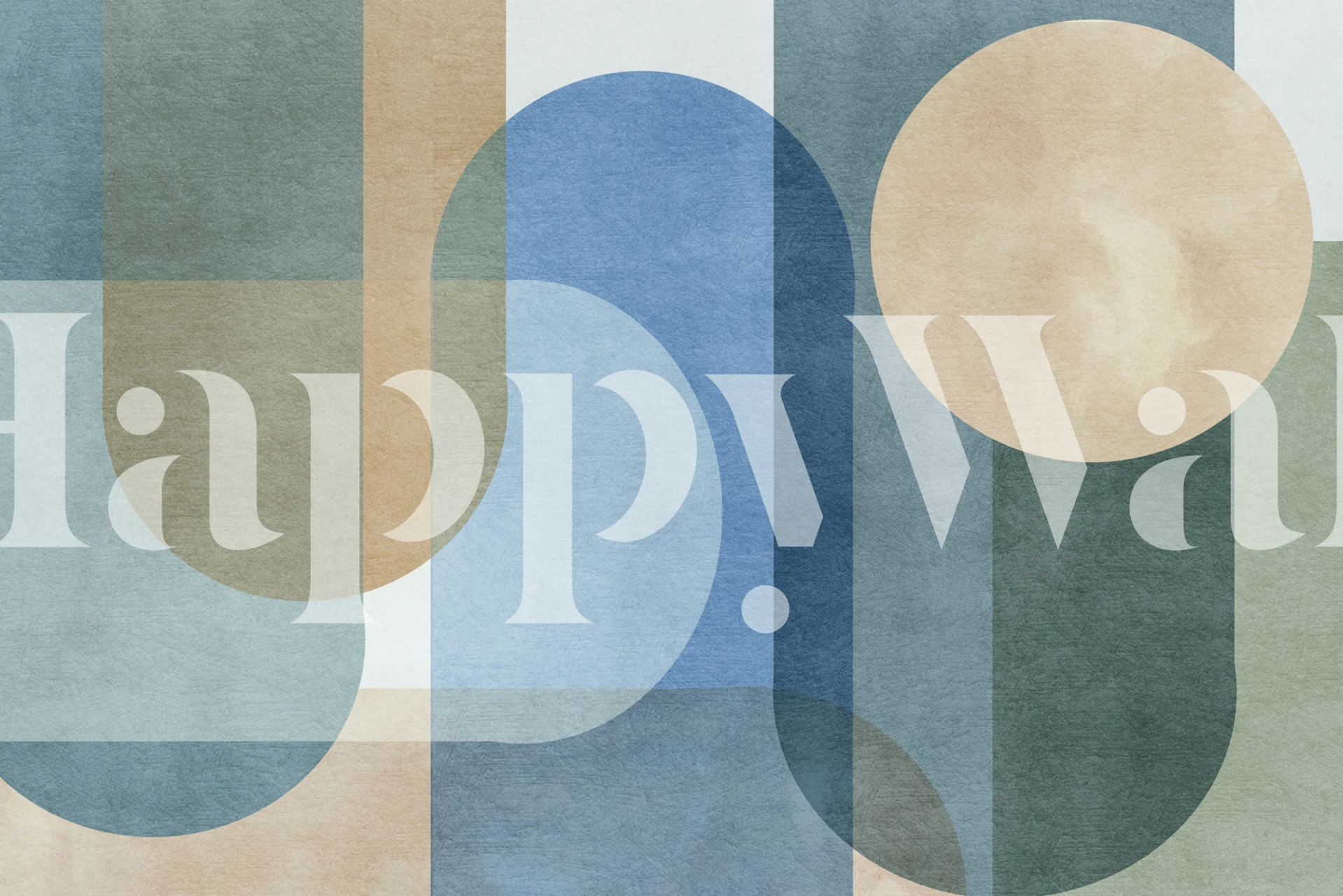 Retro pastel shapes wallpaper in a room