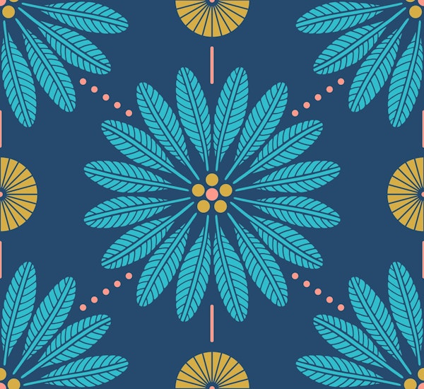 Palm Terrace - Bright Blue