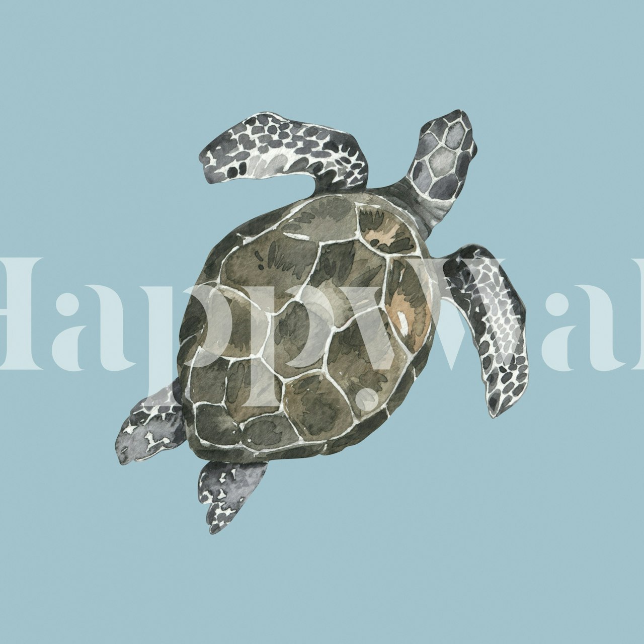 Sea turtle swimming wallpaper in a room