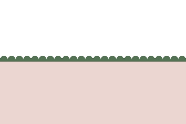 Pink and White Scallop Green Edge