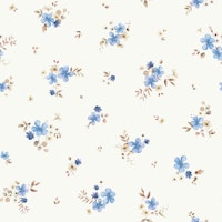 Floral Solveig Blue on Off White papiers peint