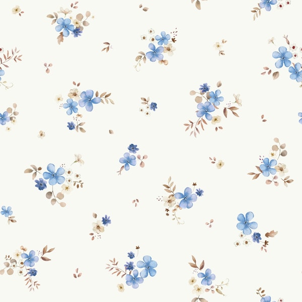 Floral Solveig Blue on Off White