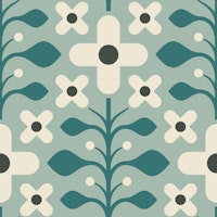 Geometric Flower Harmony in Teal - L wallpaper