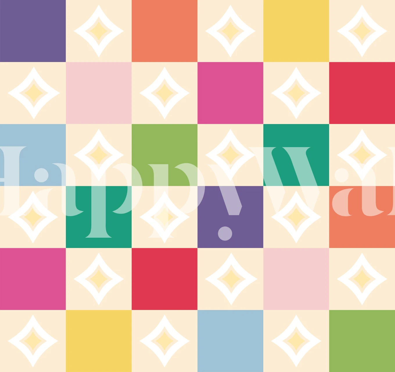 Colorful Diamond Tiles Tapete in einem Raum