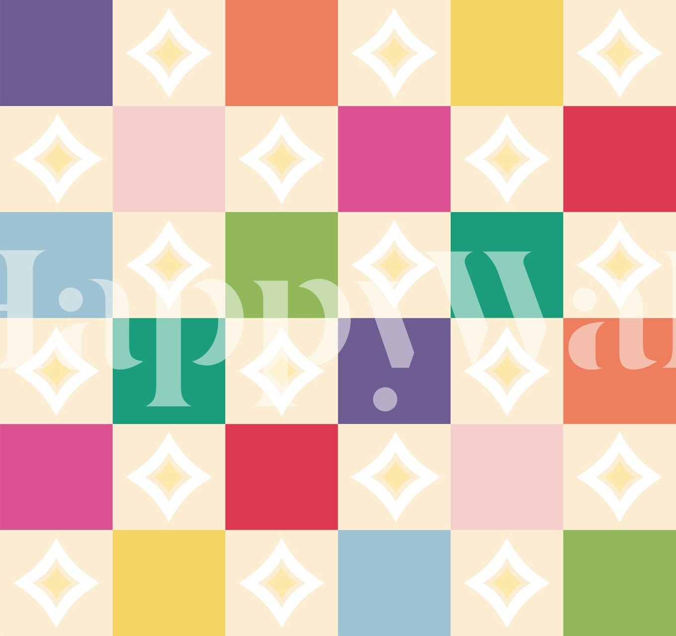 Ταπετσαρία Colorful Diamond Tiles σε ένα δωμάτιο