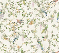 Floral vines & chinoiserie garden birds II tapete