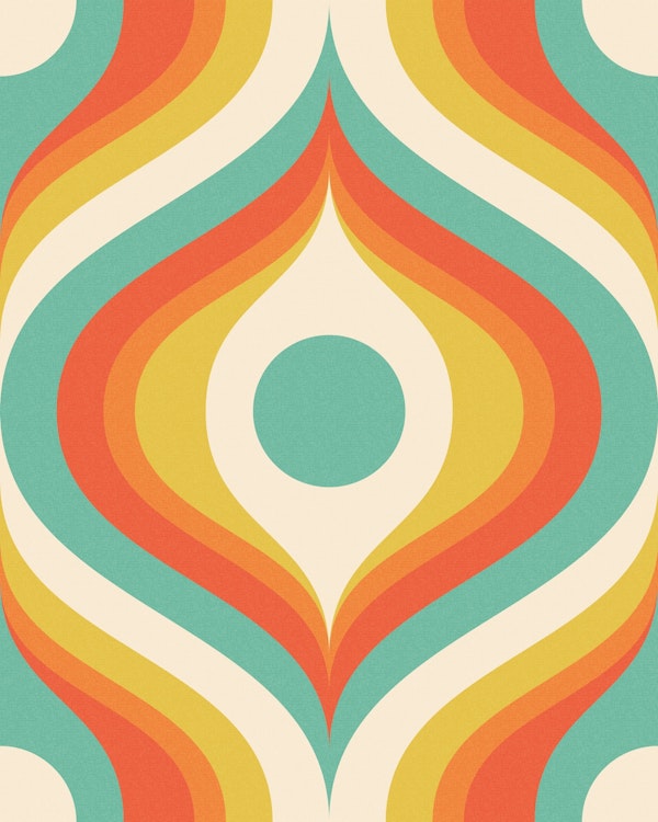 groovy psychedelic swirl retro turquoise red