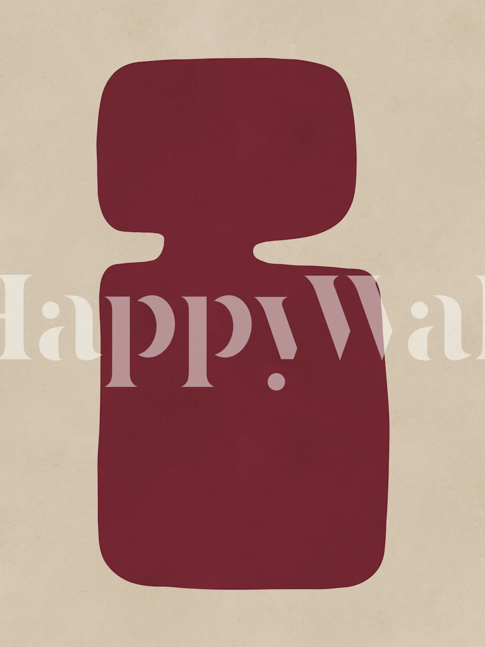 Abstract shapes in burgundy on a beige background wallpaper
