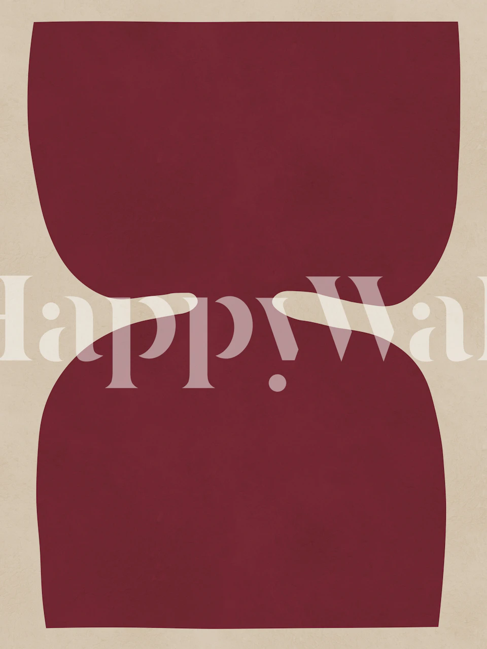 Abstract maroon shape on cream background wallpaper