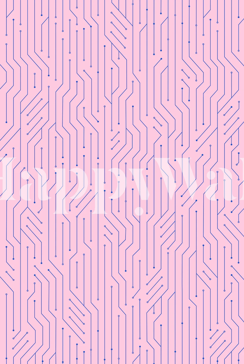 Digital Circuit Board pink tapeta w pokoju