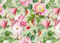 Vintage flowers and songbirds carta da parati