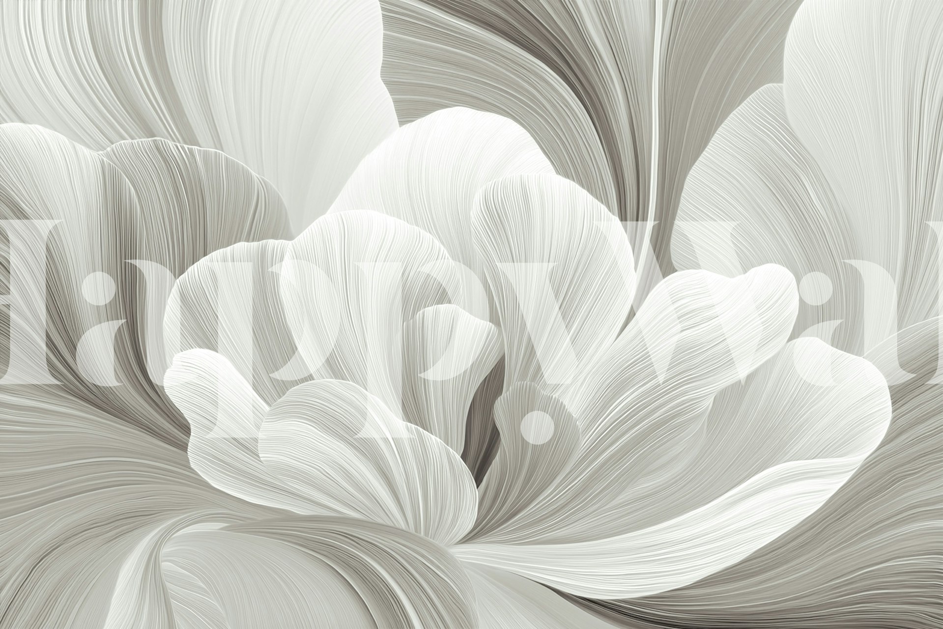Flora Waves Gray behang in een kamer