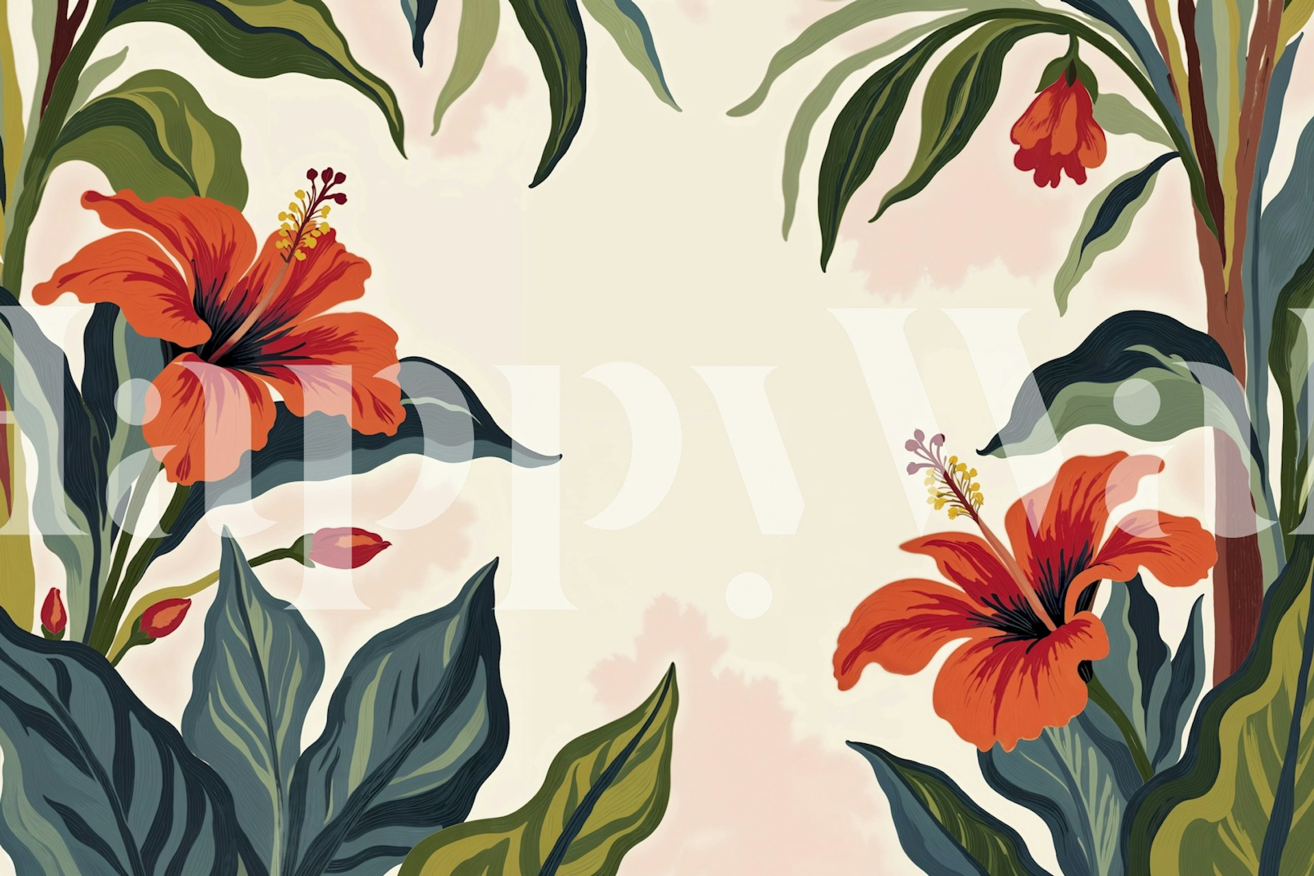 Exotic Bloom Oasis papier peint floral dans une pièce