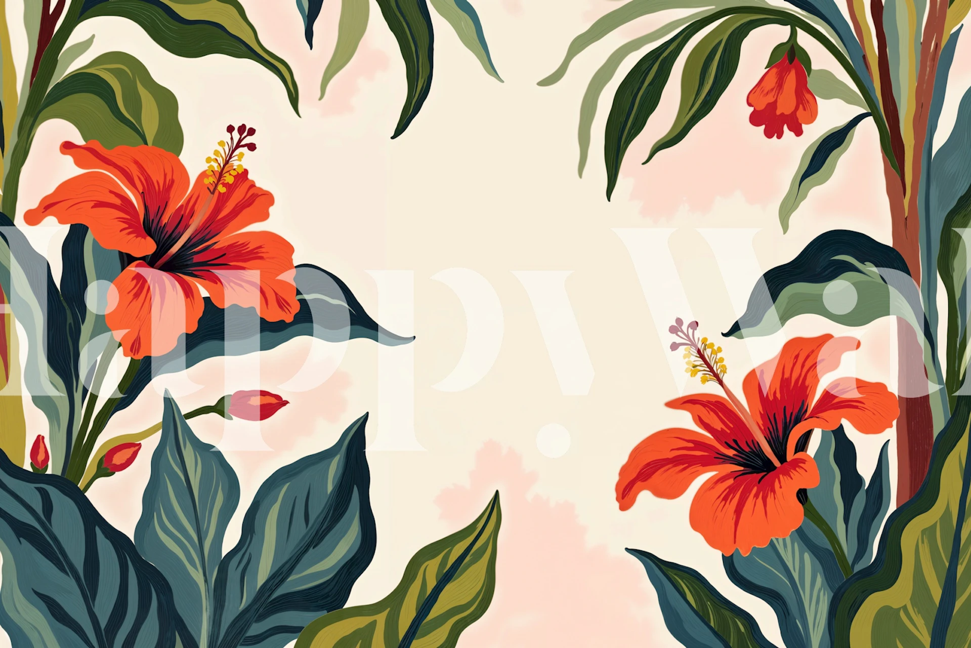 Exotic Bloom Oasis floral wallpaper in a room